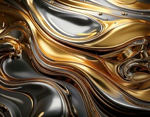 Smooth liquid metallic gradients silver and gold tones