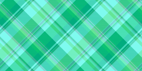 Cowboy vector plaid check, advertisement background fabric textile. Strip texture tartan seamless pattern in teal and mint colors.