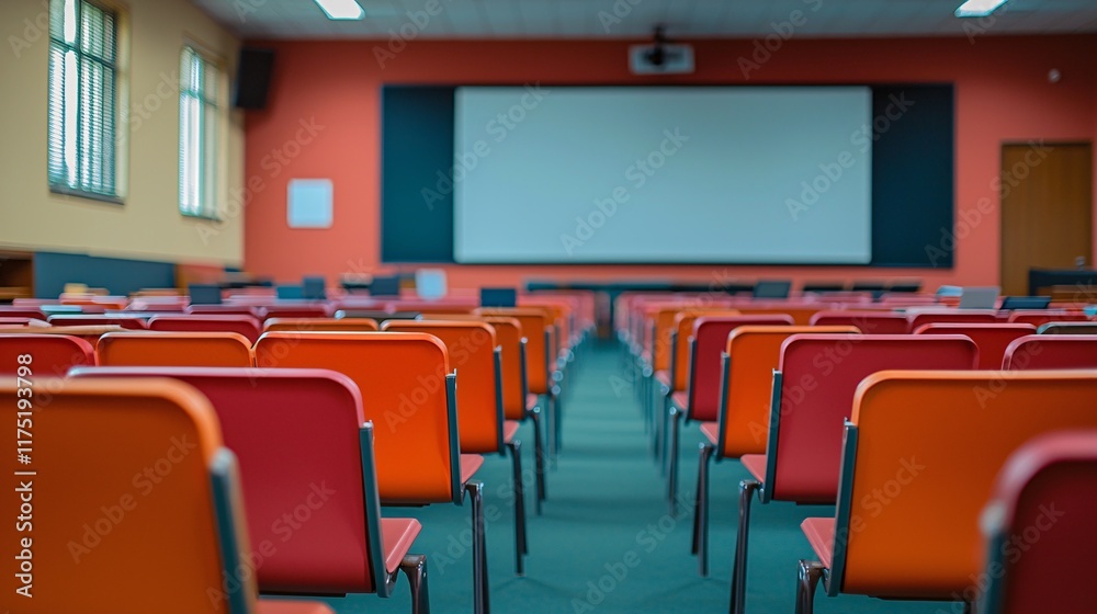 Poster financial literacy charts displayed on a projector screen stock photo with side copy space