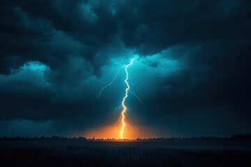 Lightning strikes illuminate the dark sky during an intense storm at dusk