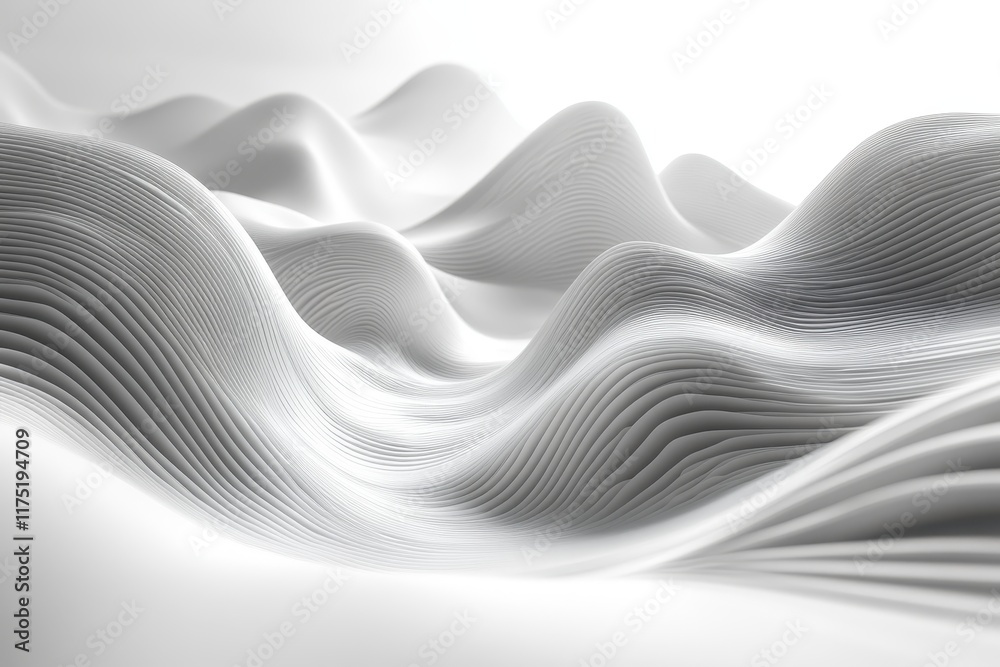 Poster Waves of abstract lines create a serene landscape highlighting depth and texture in a minimalist setting