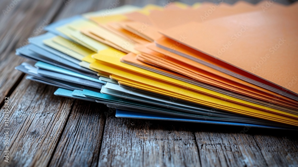 Poster financial literacy flashcards arranged for a study session stock photo with side copy space