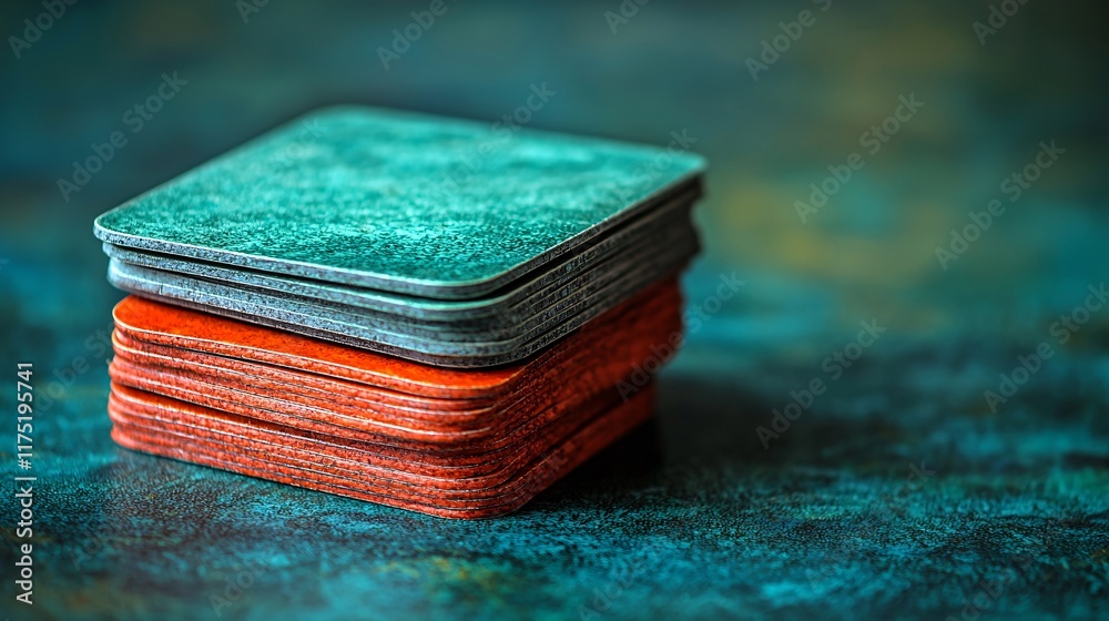 Poster financial literacy flashcards arranged for a study session stock photo with side copy space