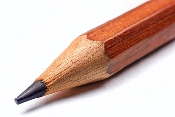 Sharpened Brown Wooden Pencil Isolated on White Background - High Resolution Stock Photo
