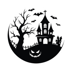 halloween tree and home.eps