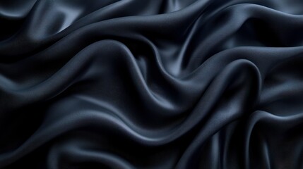 Fototapeta premium A close-up of dark, flowing fabric showcasing smooth, elegant folds and texture.
