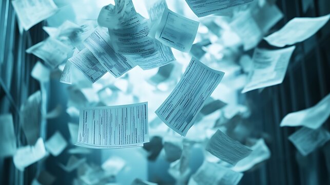 Financial Paperwork cascading down in mid-air