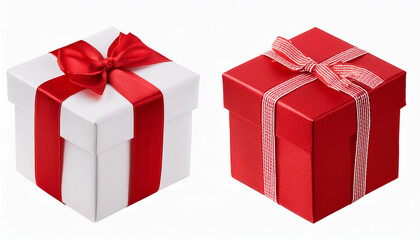 Obraz premium two white red gift box isolated on background cutout