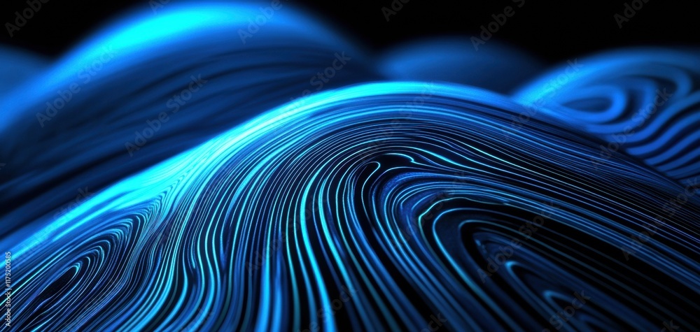 Poster abstract blue waves with flowing lines create a mesmerizing visual pattern suitable for backgrounds 