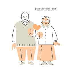 幸せな夫婦　お洒落なシンプルイラスト