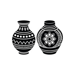 intricate indian pottery vector art.eps