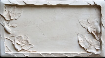 Elegant off-white sculpted floral relief plaque.  Perfect for a personalized message or display.