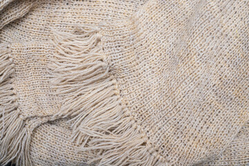 Cozy Neutral Knitted Blanket with Fringe Edges