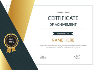 Modern certificate of achievement template. Business, Award, Training achievement certificate or diploma design