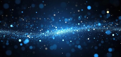 Abstract cosmic background featuring glittering particles in a blue gradient, ideal for digital design and atmosphere.