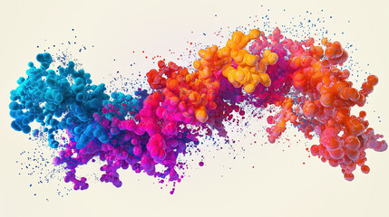 Fototapeta premium Colorful abstract molecular visualization with vibrant hues of blue, pink, orange, and purple, creating dynamic and energetic composition