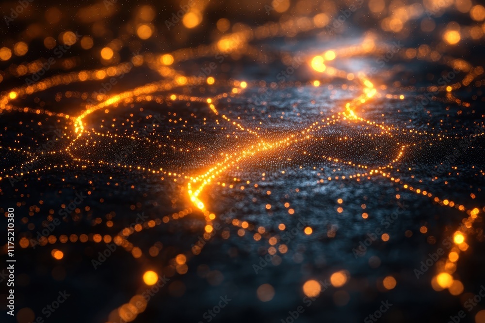 Poster abstract representation of glowing networks illuminated at night creating a dynamic visual of interc