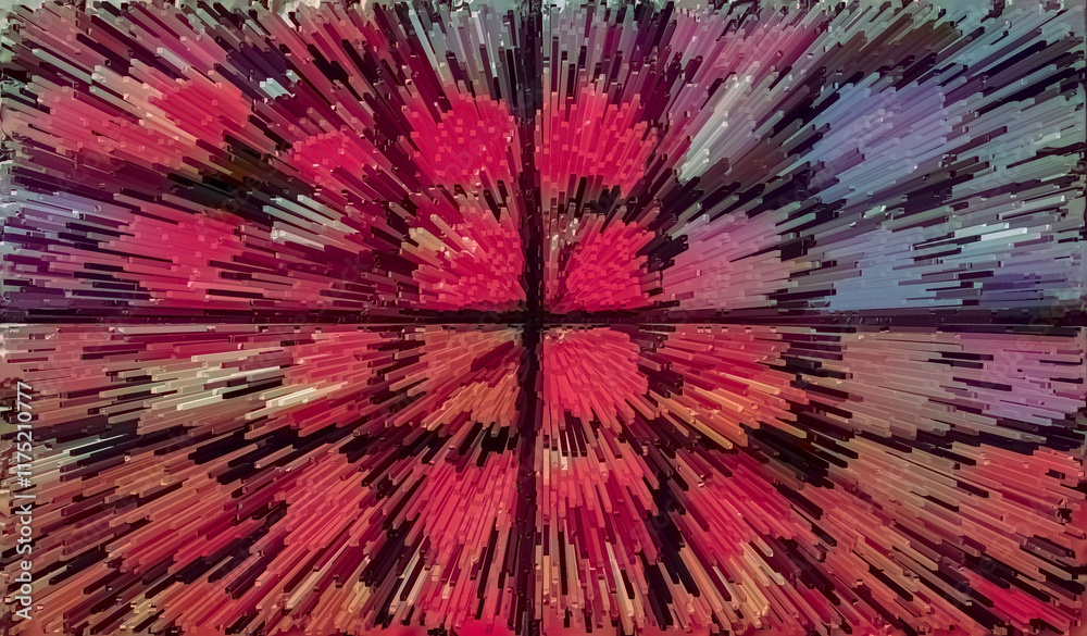 Poster multiple intersecting lines arranged in a symmetrical order. lines of different sizes and colors, wh