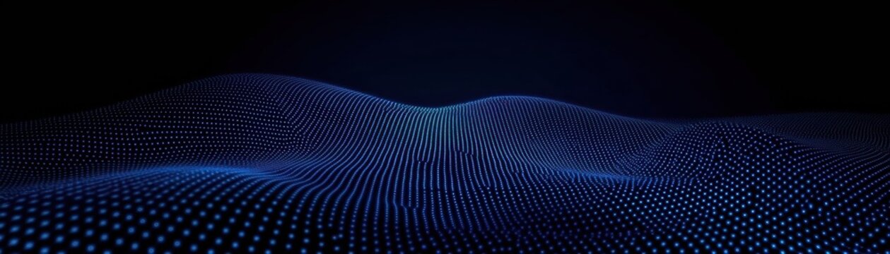 Abstract waves of blue dots create a mesmerizing digital landscape, evoking a sense of depth and motion.