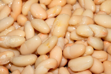 Close up of cannellini baked beans Abstract Background