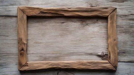 Rustic wooden frame on a weathered wood background. Perfect for adding your own text or image.