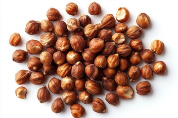 Fototapeta premium a scatter of peanuts artistically presented against a pristine white background emphasizing their rich texture and natural beauty in a clean isolated display