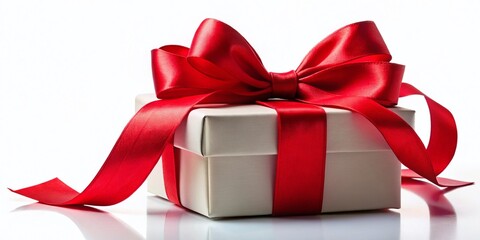 Silhouette of Gift Box with Red Ribbon Bow - Classic Holiday Present