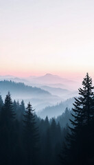 Misty Mountain morning light pink purple pastel gradient dreamy atmosphere phone wallpaper background 4k