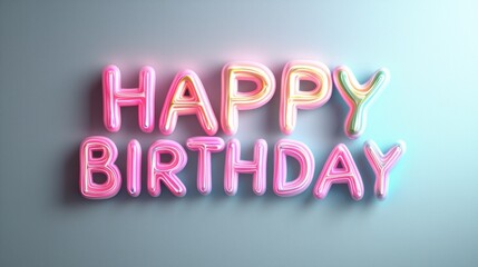 Fototapeta premium Colorful Neon Happy Birthday Sign