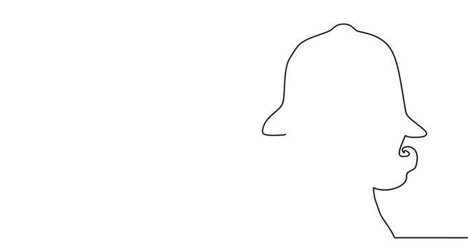 Metropolitan policewoman face side view icon. Elegant silhouettes of a female head. Avatar profile sign. Thin line style
