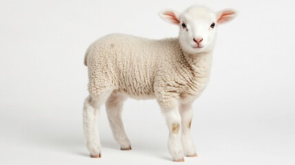 Obraz premium Adorable baby lamb standing on a clear white background
