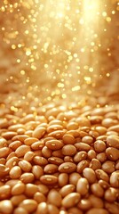 Shimmering golden glitter backdrop with blurred sparkles luminous glow and dreamy bokeh effect  Elegant luxurious and festive abstract texture for product photography background