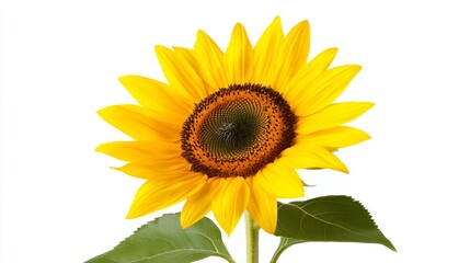 Fototapeta premium Bright Yellow Sunflower in Full Bloom Isolated on a White Background