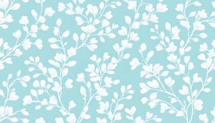Elegant floral pattern featuring delicate white blossoms on a soft blue background, perfect for design projects.