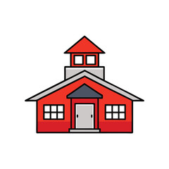 schoolhouse in red with a white roof.eps