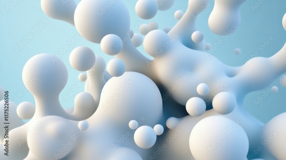Poster abstract soft shapes and bubbles create a serene and modern visual effect, perfect for artistic and 