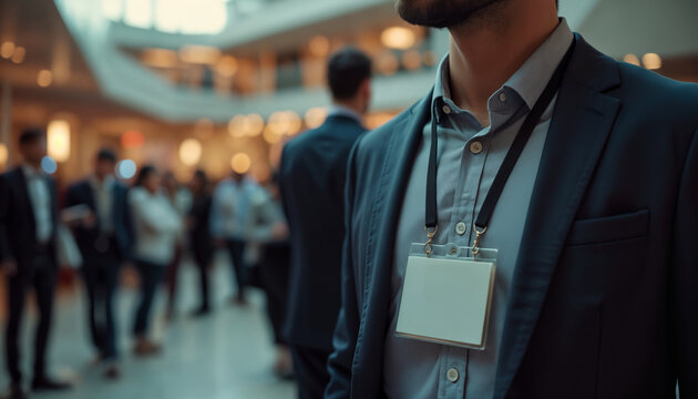 Business Conference Attendee with ID Badge