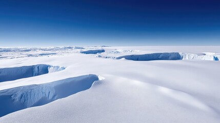Obraz premium Antarctic Glacier Crevasses Expansive White Landscape