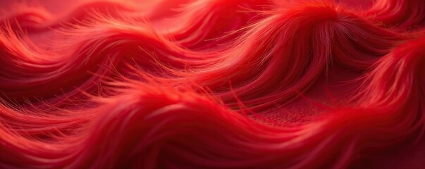 Obraz premium Soft red fur with subtle gradient on abstract background, red fur texture, , abstract background