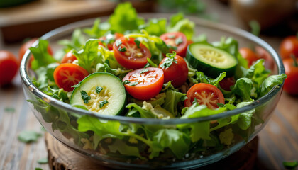 Colorful Fresh Salad with Cucumbers and Cherry Tomatoes