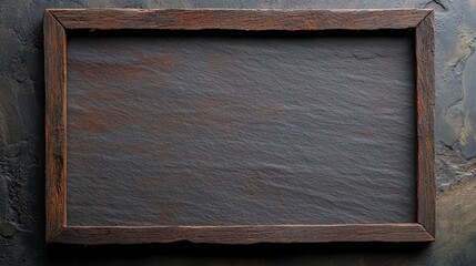 Dark gray slate framed in rustic brown wood.  Perfect for adding your own text or design.