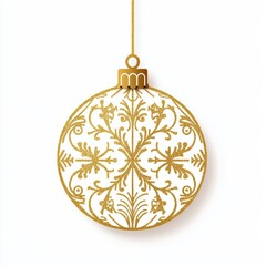 Elegant gold ornament with intricate floral designs, perfect for holiday decorations and festive celebrations.