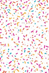 Colorful confetti scattered on a white background, perfect for celebrations and festive occasions.