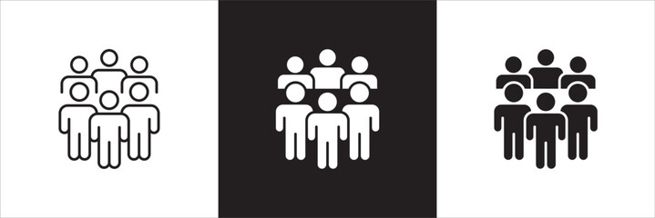 Cooperation participation icon set. Icons that have meaning of participation, relation, community, management, partner, social, interaction, communication. Vector icon design in thin line flat design.