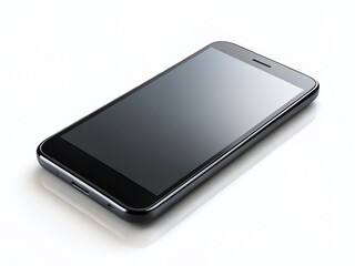 Sleek Black Smartphone with Blank Screen, Isolated on White Background - High-Resolution Stock Photo