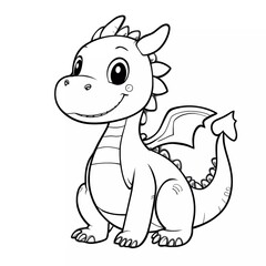 Fototapeta premium Adorable Baby Dragon Coloring Page: A Cute Fantasy Creature