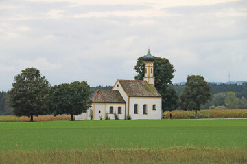 the church "St. John the Baptist" near Weilheim and Raisting in Bavaria, Germany