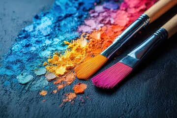 Obraz premium a vibrant explosion of colors emanating from an artists palette blending various watercolors to symbolize creativity and inspiration filled with dynamic brush strokes