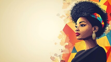 Black History Month honors heritage culture civil rights and activism. Beautiful Portrait of a Confident Woman with Natural Hair Art