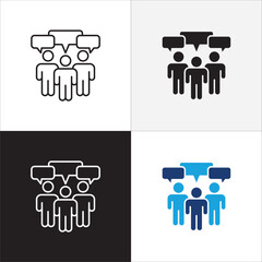 Teamwork cooperation icon set. Icons that have meaning of job done, relation, community, management, partner, social, interaction, communication. Vector icon design in thin line and flat design.